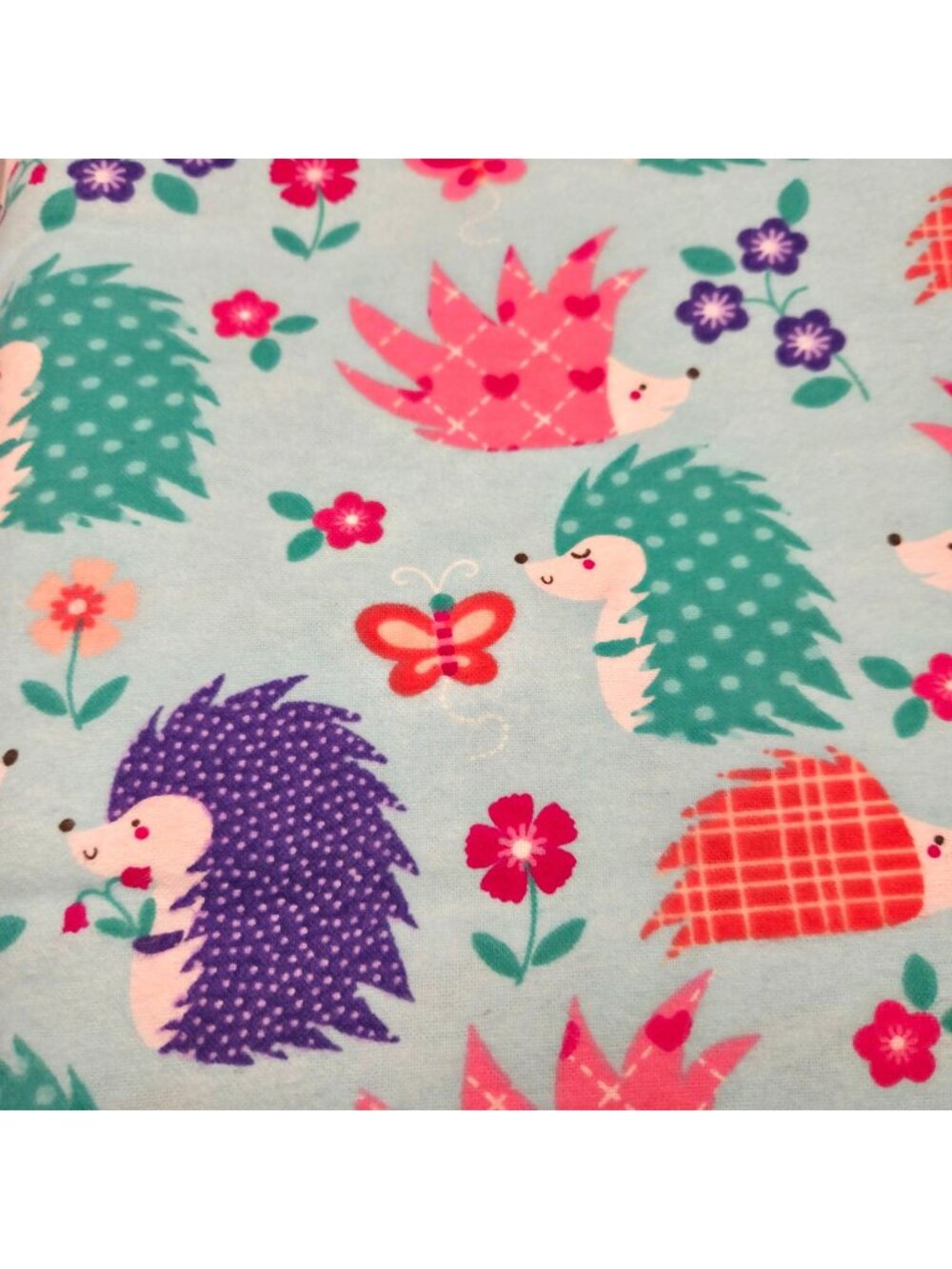 Happy Hedgehogs Cotton Flannel Fabric Joann Flowers Butterflies 2.94 Yards